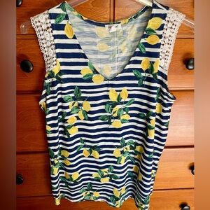 Westport Blue Striped Lemon Tank Top
